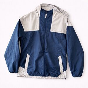 Columbia Flash Challenger Windbreaker Jacket Blue White Mens Small Hooded